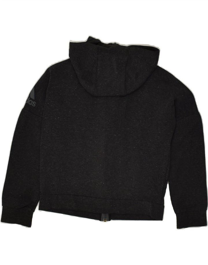 ADIDAS Boys Zip Hoodie Sweater 9-10 Years Black Flecked | Vintage Adidas | Thrift | Second-Hand Adidas | Used Clothing | Messina Hembry 