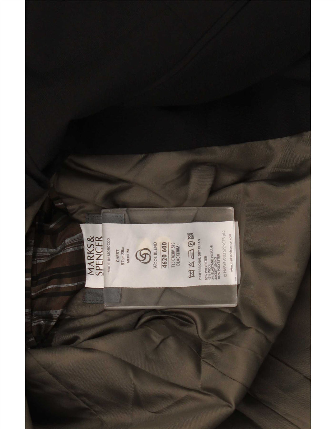 Giacca blazer a 3 bottoni da uomo Marks & Spencer UK 38 poliestere nero medio