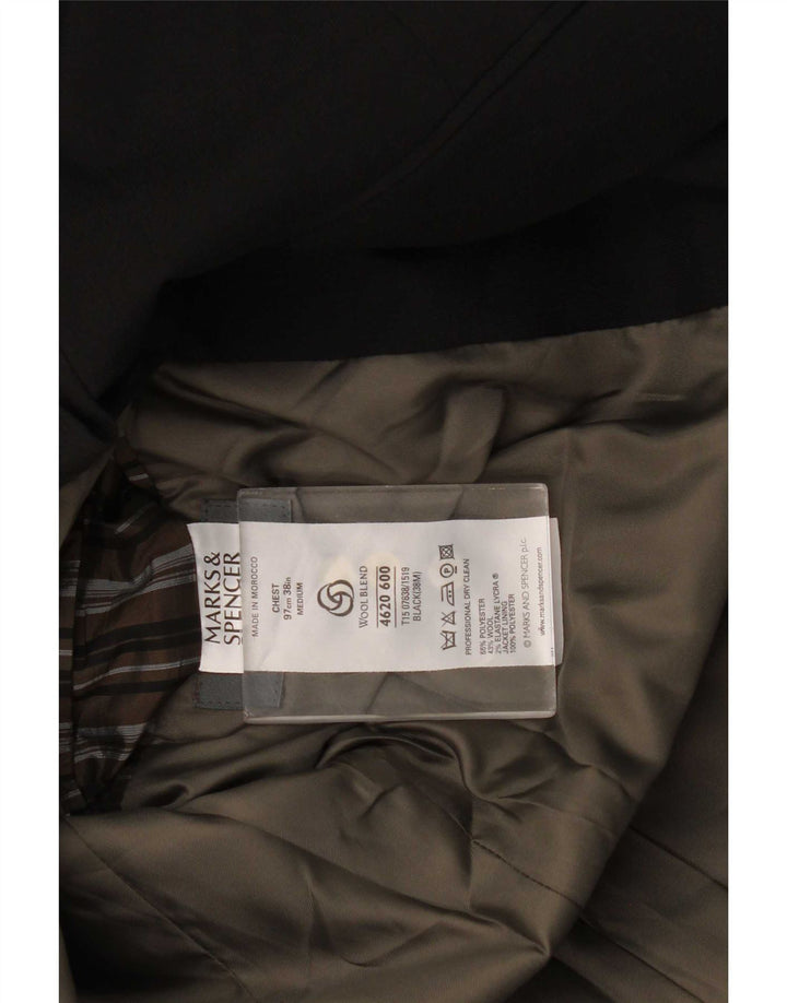 Giacca blazer a 3 bottoni da uomo Marks & Spencer UK 38 poliestere nero medio