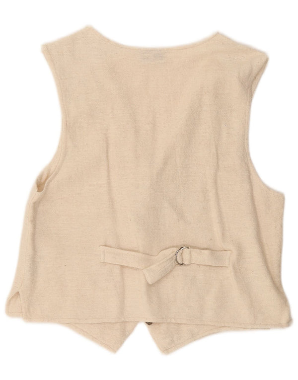 Gilet da donna VINTAGE UK 14 cotone bianco sporco medio