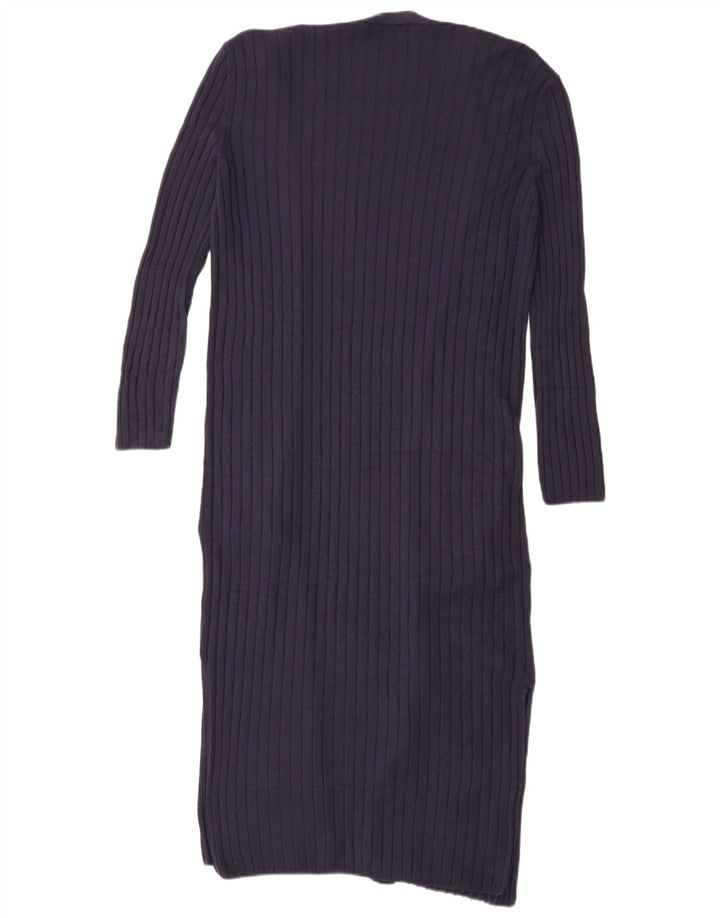 Maglione cardigan lungo da donna Marks & Spencer UK 10 piccolo blu navy