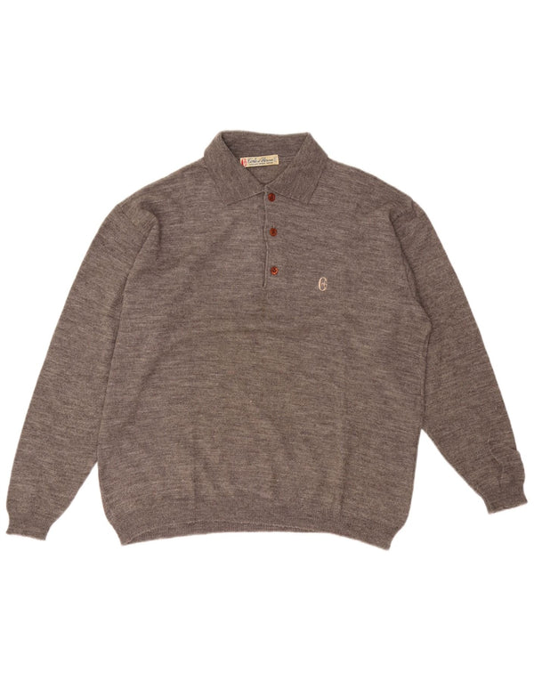 CONTE OF FLORENCE Mens Polo Neck Jumper Sweater Large Grey