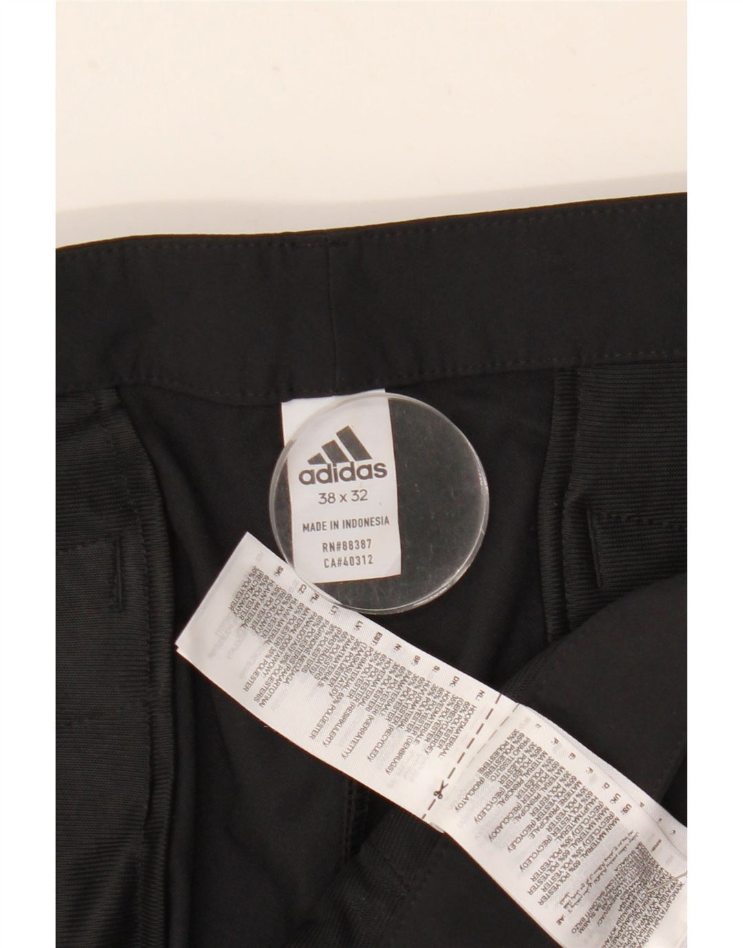 Pantaloni chino slim da uomo Adidas W38 L32 poliestere nero
