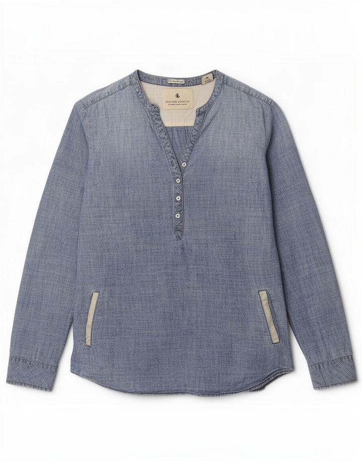 Camicia pullover da donna Maison Scotch US 2 XS in cotone blu