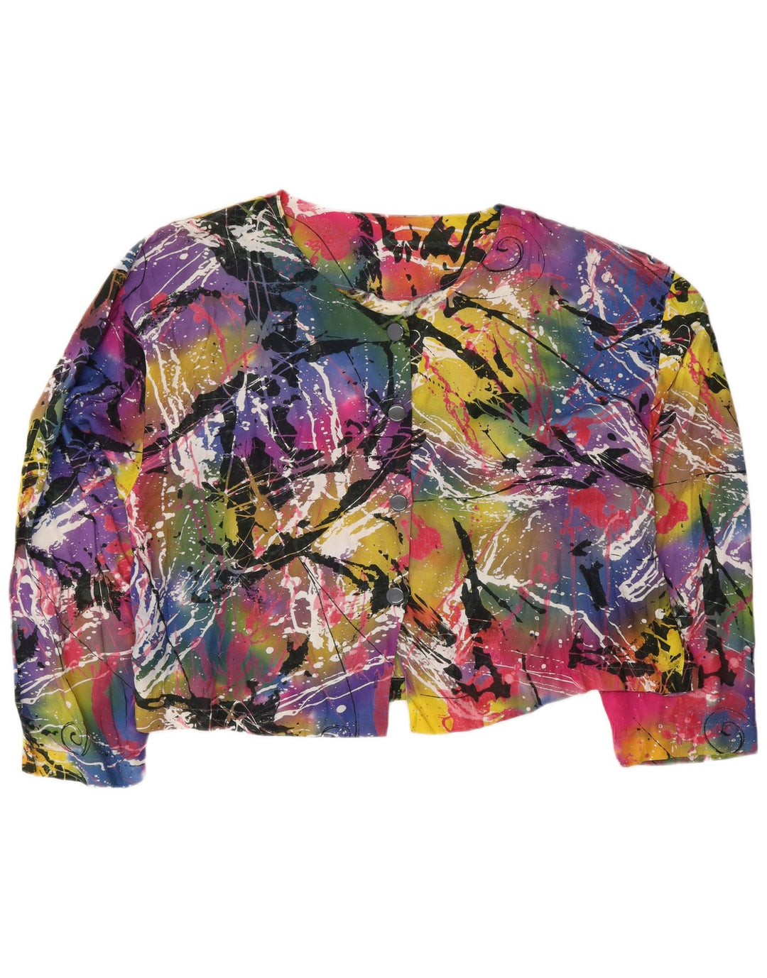 Giacca blazer vintage da donna con motivo astratto UK 22 3XL multicolore