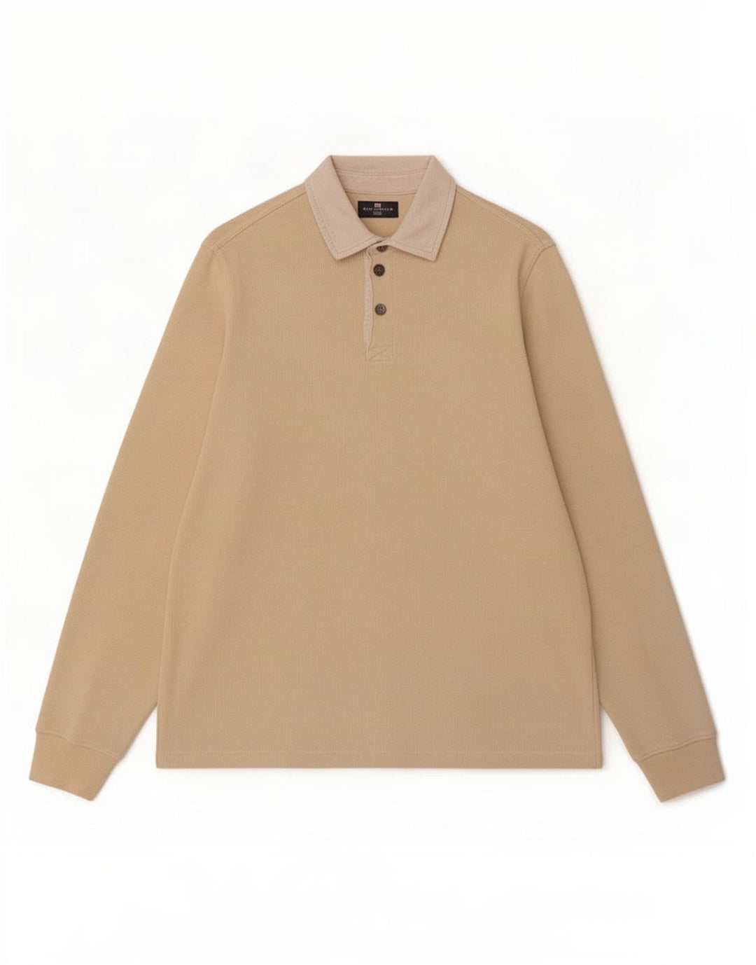 Polo da uomo a maniche lunghe Marks & Spencer in cotone beige medio