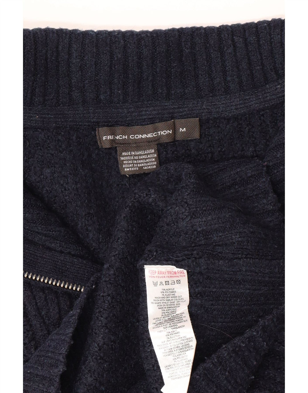 FRENCH CONNECTION Womens Zip Neck Jumper Sweater UK 14 Medium Navy Blue Vintage French Connection and Second-Hand French Connection from Messina Hembry 
