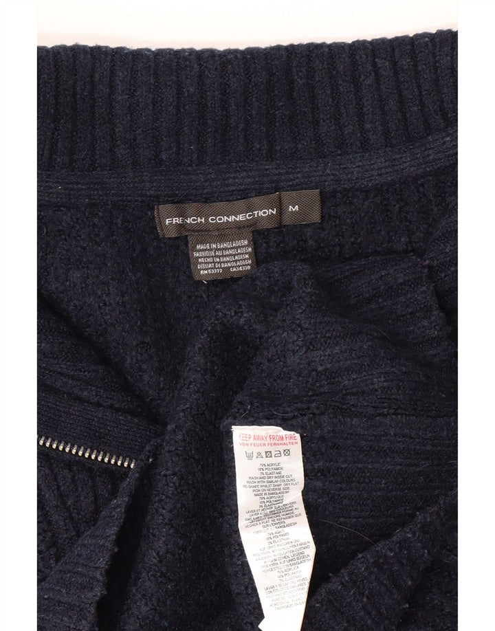 FRENCH CONNECTION Womens Zip Neck Jumper Sweater UK 14 Medium Navy Blue Vintage French Connection and Second-Hand French Connection from Messina Hembry 