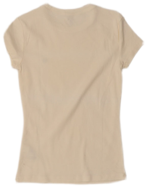 T-shirt da donna Tommy Hilfiger Top UK 8 Small in cotone bianco sporco