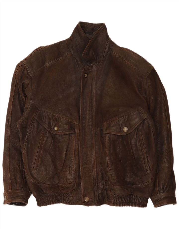 Giacca in pelle vintage da uomo IT 52 XL Marrone