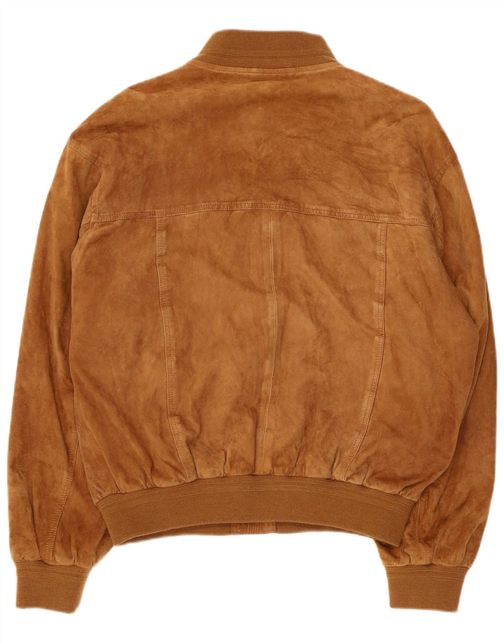 Giacca vintage in pelle scamosciata da uomo IT 50 grande in pelle marrone