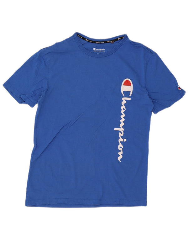 T-shirt grafica da uomo Champion Top piccola in cotone blu
