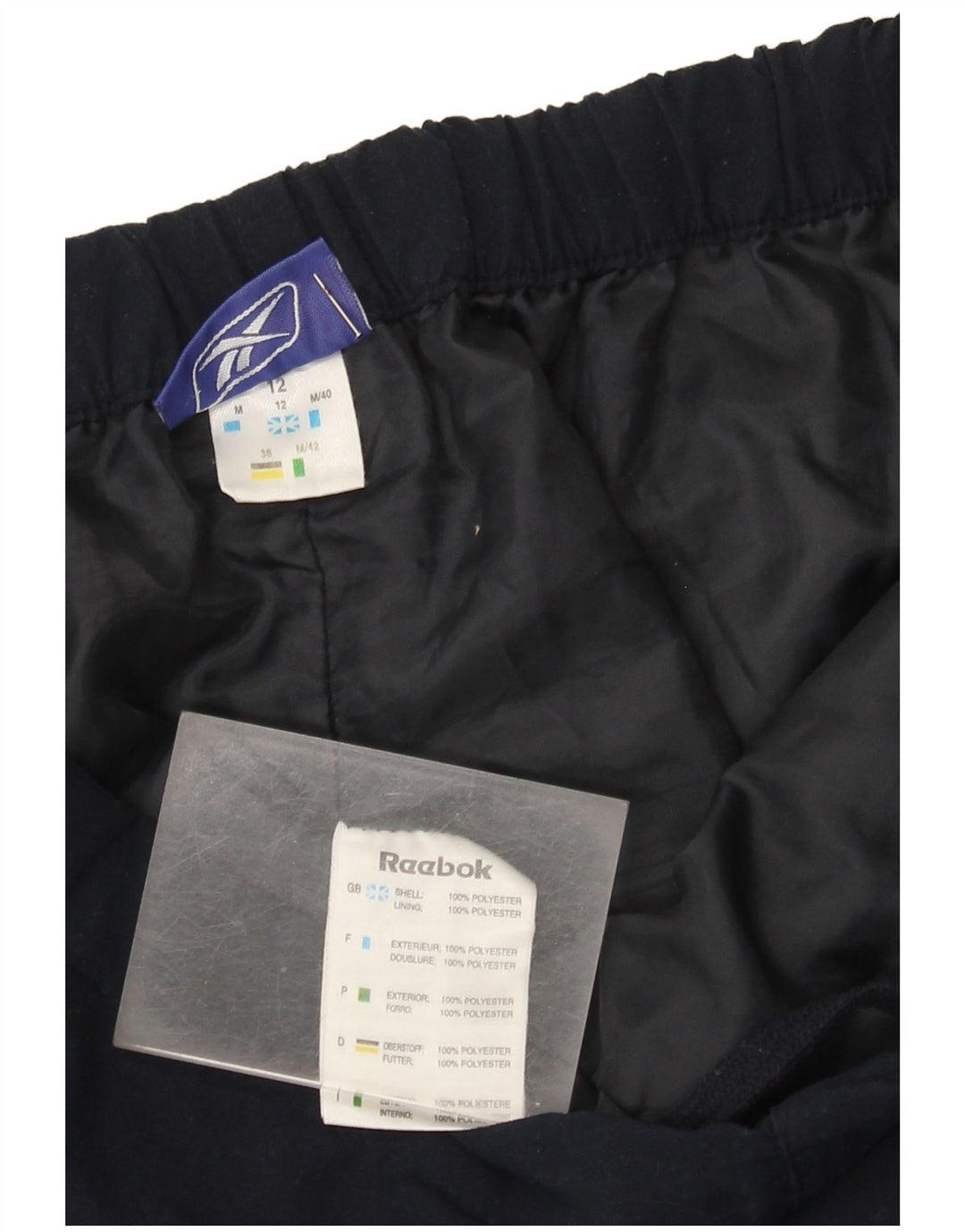 Pantaloni da tuta Reebok da donna Capri UK 12 Medium Blu Navy Poliestere