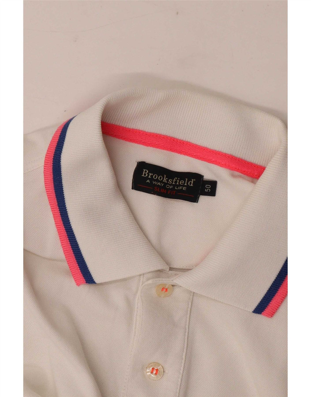 Polo Brooksfield da uomo slim fit IT 50 color block bianco medio