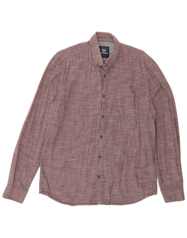 Camicia da uomo classica Lerros in cotone a quadri bordeaux medio
