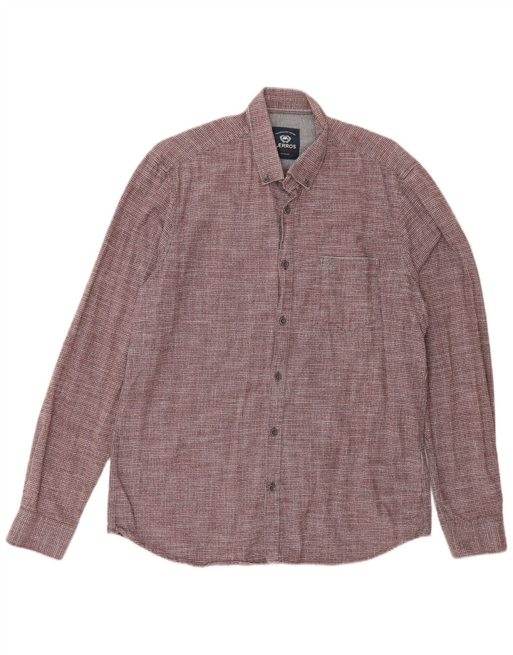 Camicia da uomo classica Lerros in cotone a quadri bordeaux medio