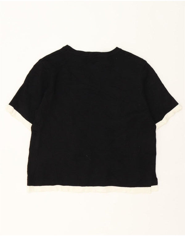 T-shirt corta da donna Zara UK 12 viscosa color block medio nero
