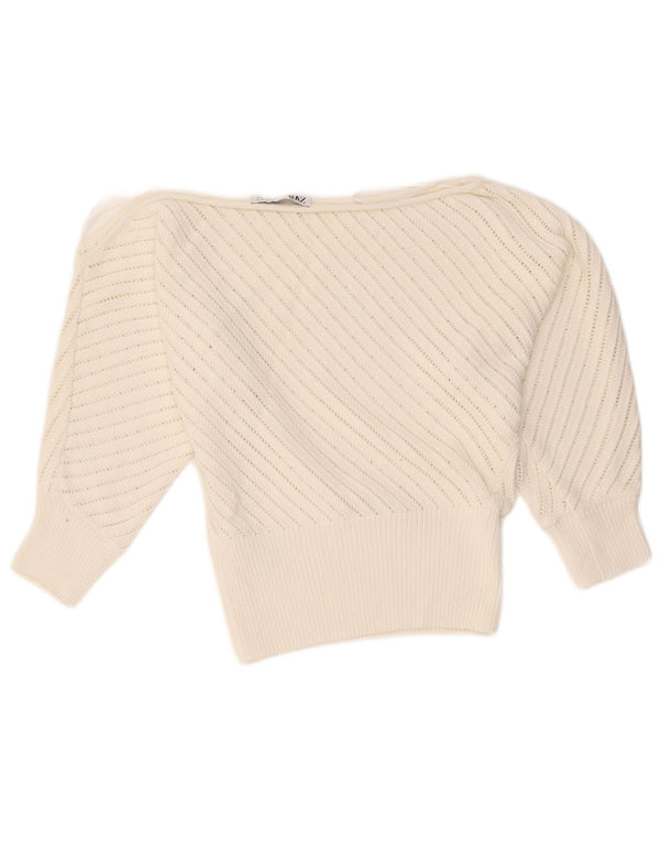 Maglione corto con scollo a barca e maniche a 3/4 Zara da donna UK 14 Bianco medio