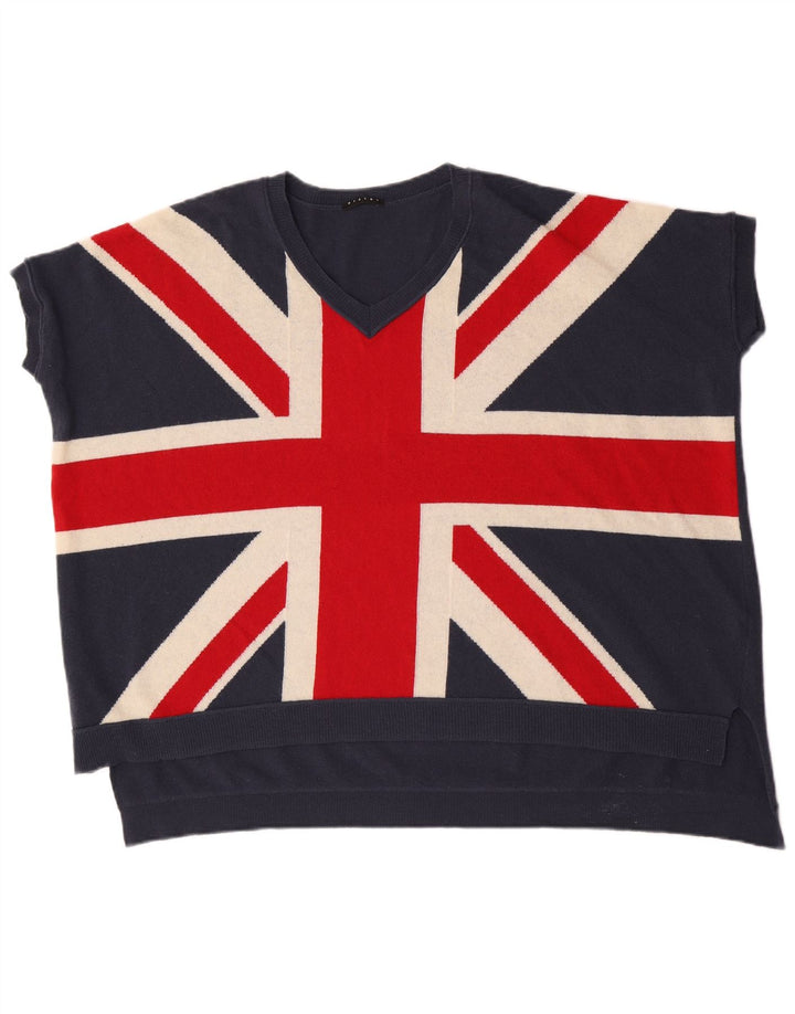 Canotta oversize da donna Sisley England, taglia unica, in lana blu