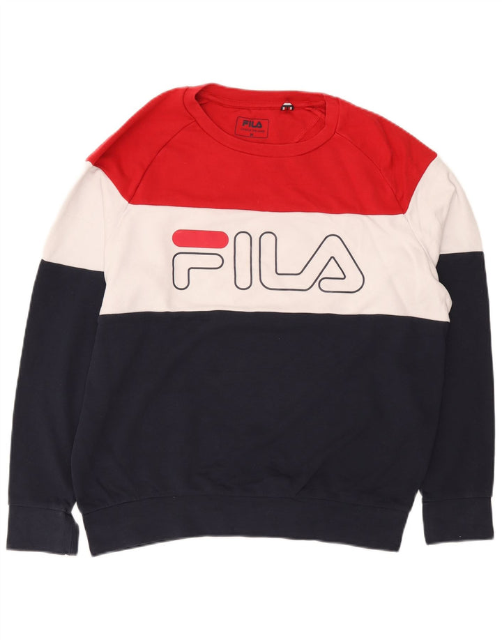 Fila Felpa grafica da uomo Maglione UK 14 Medium Multicolor Colourblock