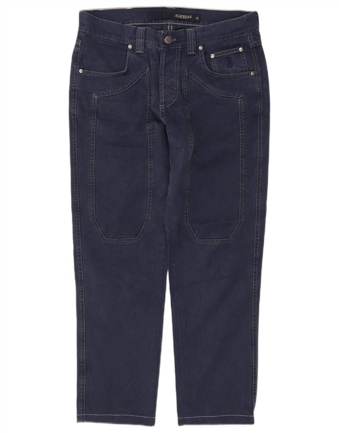 JECKERSON Pantaloni casual slim da uomo W32 L26 cotone blu navy