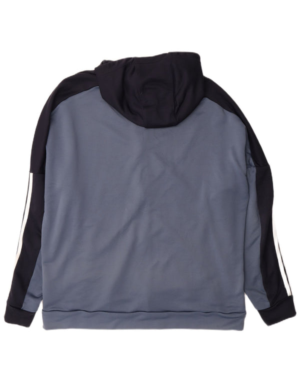 Maglione con cappuccio e zip da uomo Adidas 2XL Blu Colourblock Poliestere Sportivo