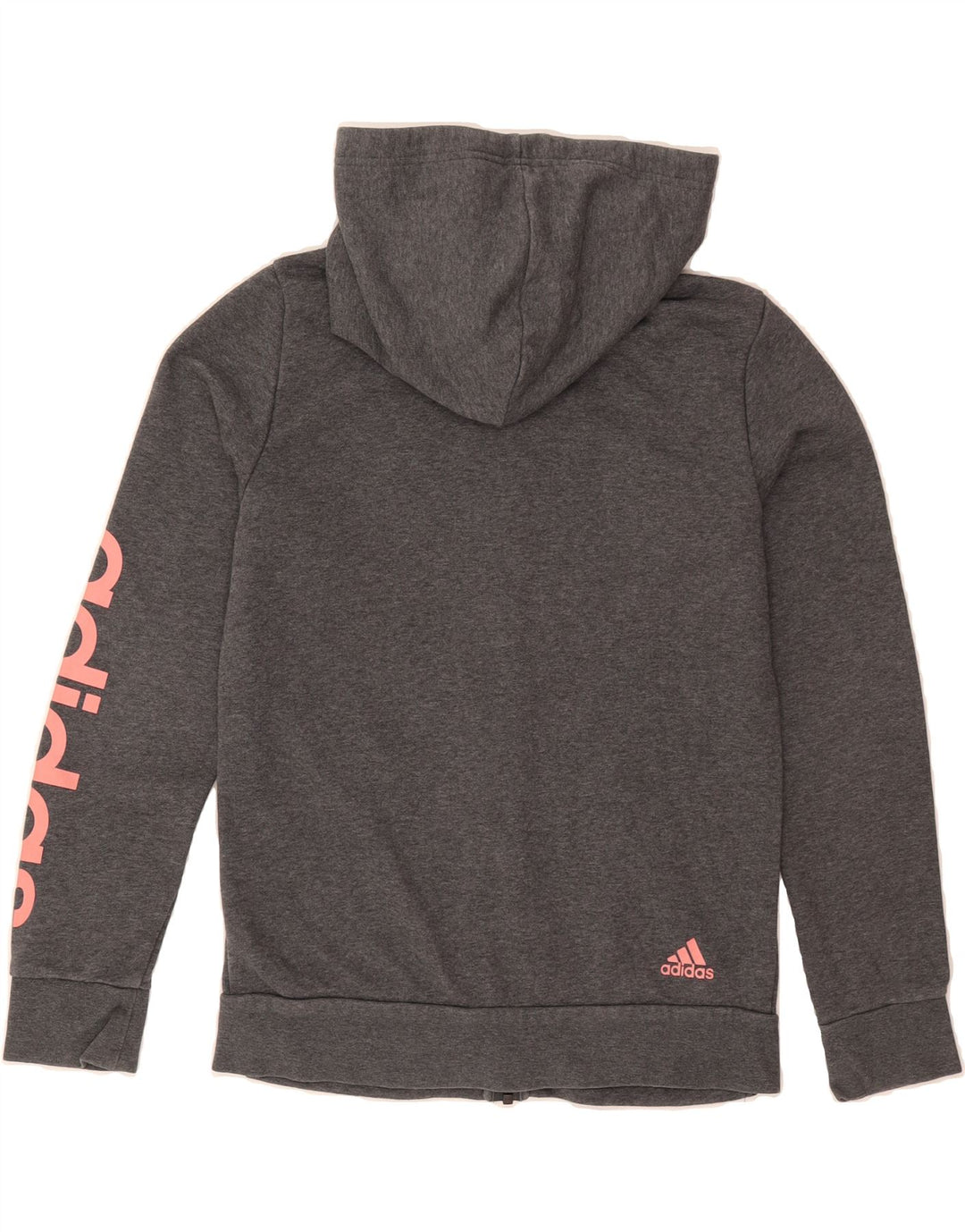 ADIDAS Womens Graphic Zip Hoodie Sweater UK 12 Medium Grey Vintage Adidas and Second-Hand Adidas from Messina Hembry 