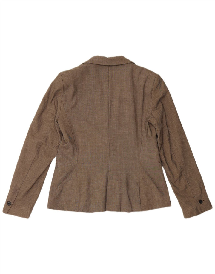 ZARA Giacca Blazer a 1 Bottone da Donna EU 38 Piccola Marrone Poliestere