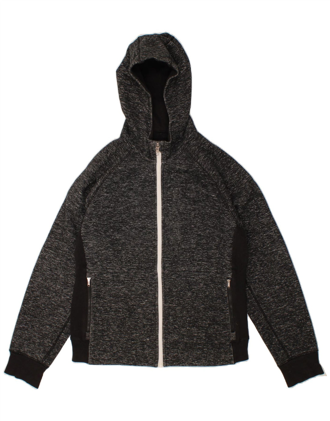 VINTAGE Mens Zip Hoodie Sweater Medium Grey Flecked Vintage Vintage and Second-Hand Vintage from Messina Hembry 