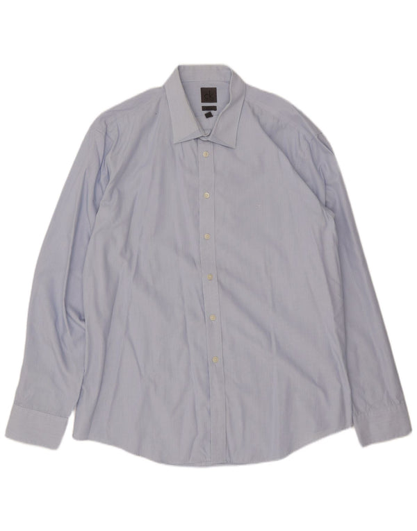 Camicia slim fit da uomo Calvin Klein Jeans taglia 45 17 3/4 XL gessato blu