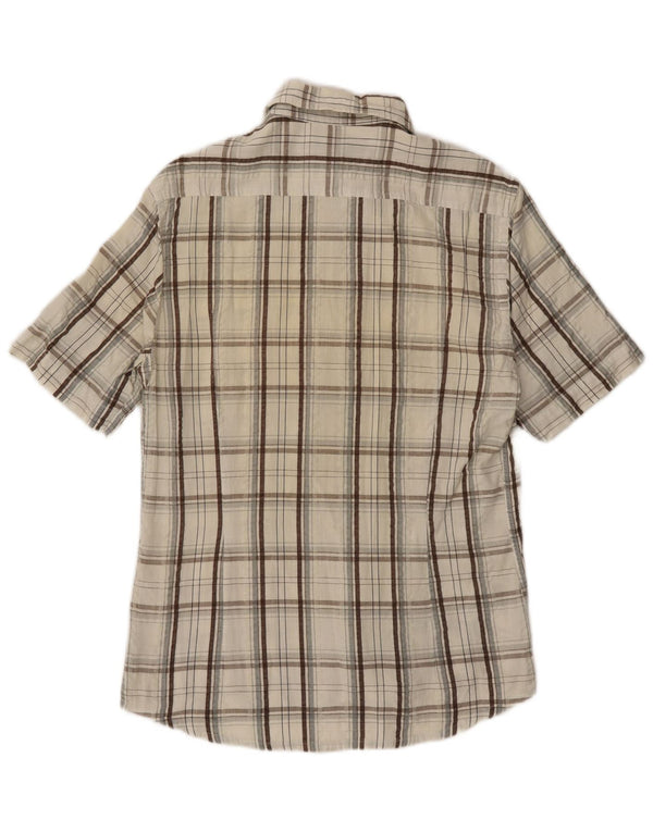 Camicia Kappa da uomo a maniche corte in cotone a quadri bianco sporco medio