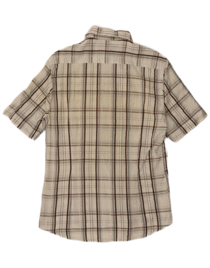 Camicia Kappa da uomo a maniche corte in cotone a quadri bianco sporco medio