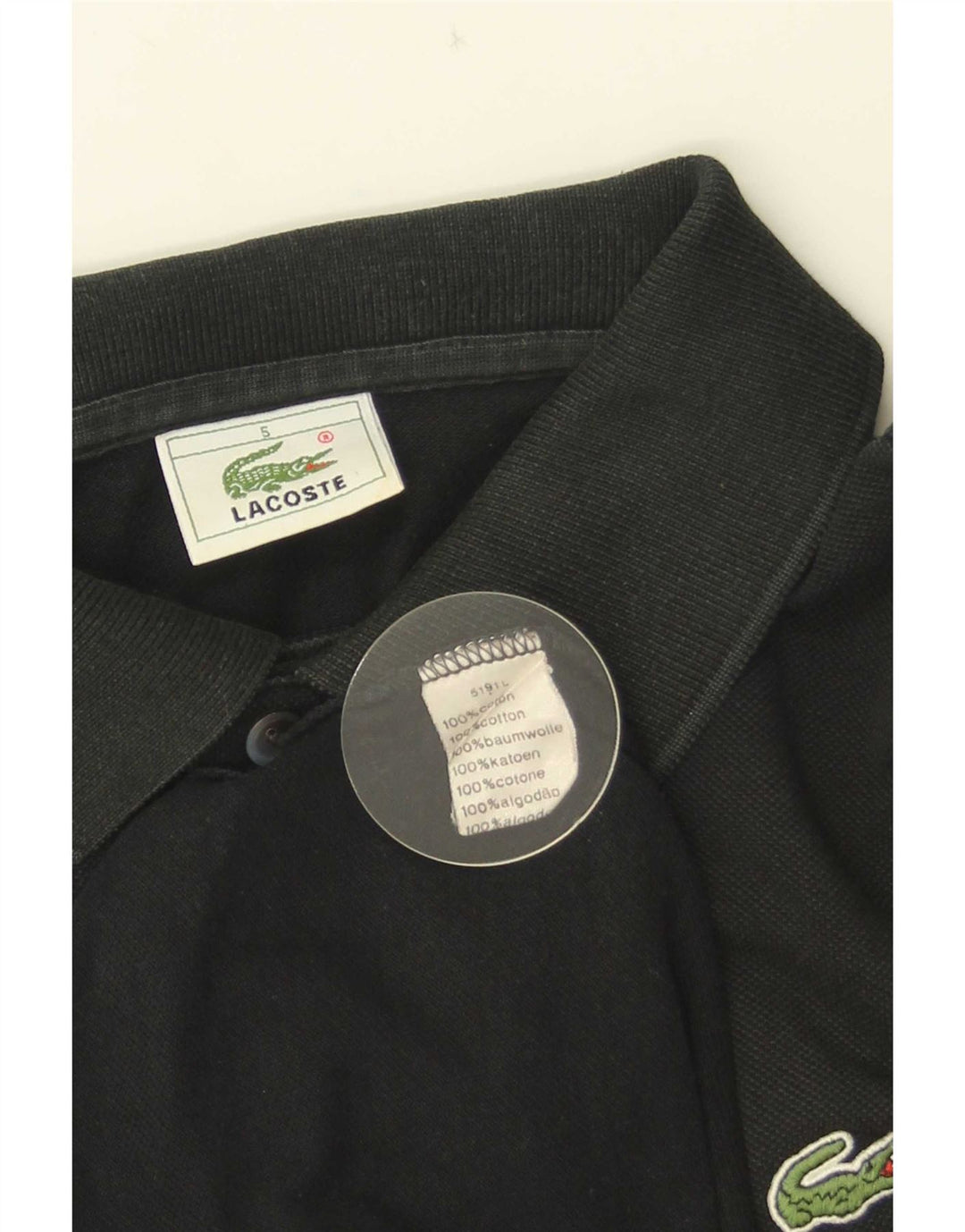 Polo da uomo a maniche lunghe Lacoste taglia 5 grande in cotone nero