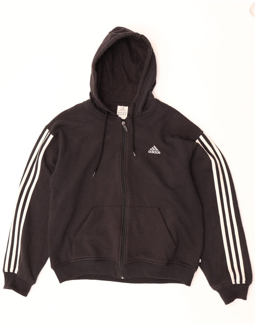 Maglione con cappuccio e zip Adidas da uomo in cotone nero medio
