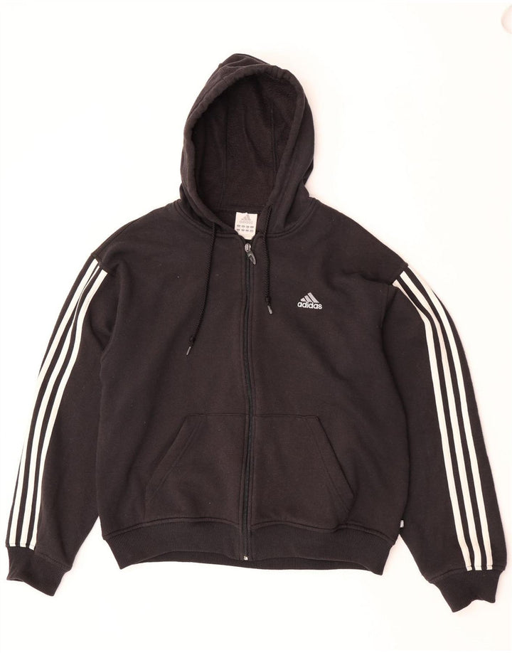 Maglione con cappuccio e zip Adidas da uomo in cotone nero medio