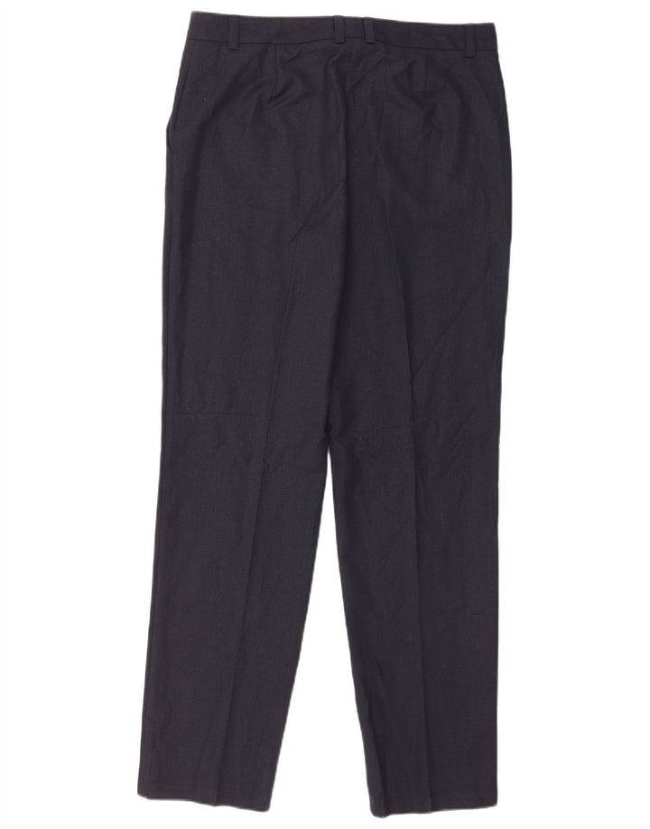 Pantaloni da abito da donna Marks & Spencer UK 12 Medium W32 L32 Blu navy a quadri