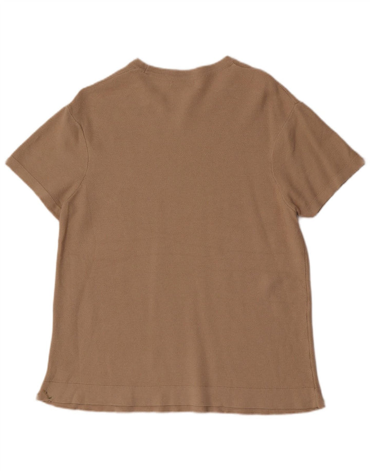 T-shirt da uomo a maniche corte Zara in cotone marrone medio