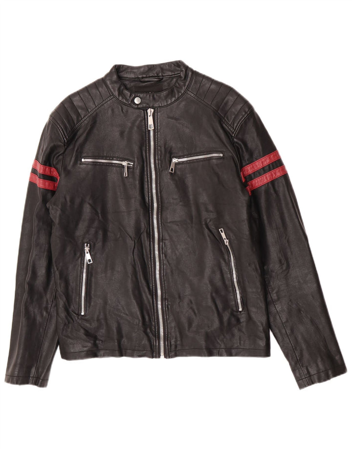 Giacca da motociclista da uomo Zara UK 38 media a righe nere