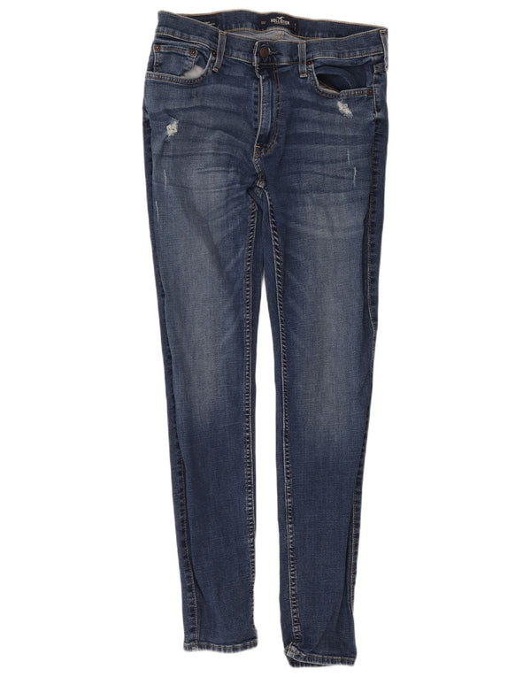 Jeans Hollister Donna Stretch Distressed Super Skinny W34 L34 Cotone Blu