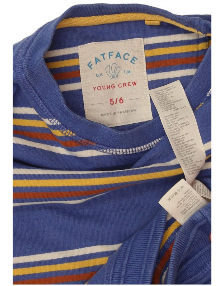 Felpa da bambino Fat Face 5-6 anni in cotone a righe blu