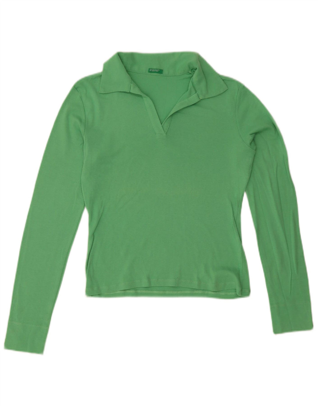 Polo a maniche lunghe da donna Benetton UK 10 Small Verde
