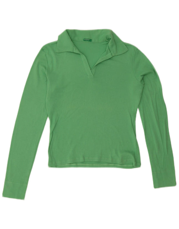 Polo a maniche lunghe da donna Benetton UK 10 Small Verde