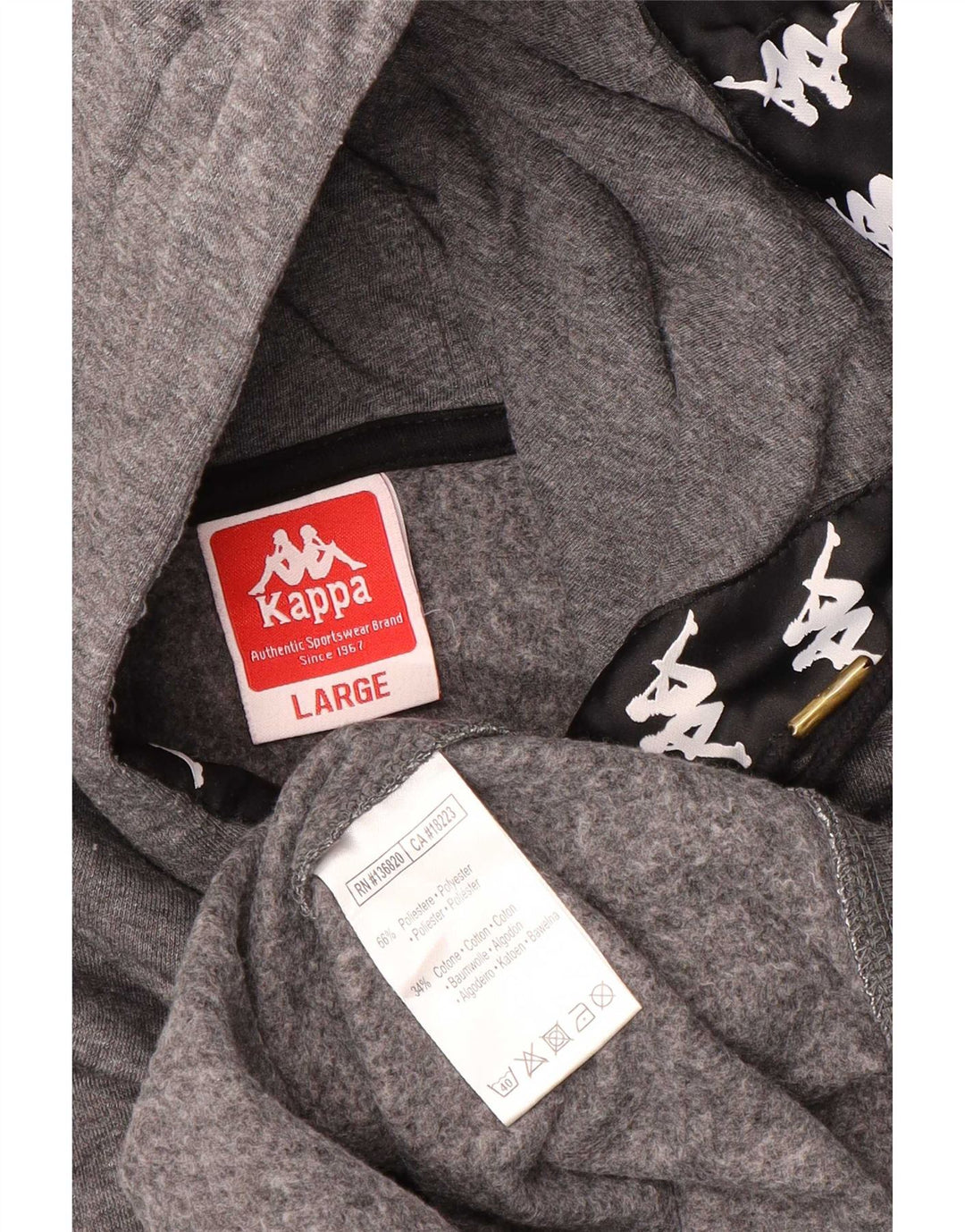 Felpa con cappuccio grafica da uomo Kappa grande poliestere grigio