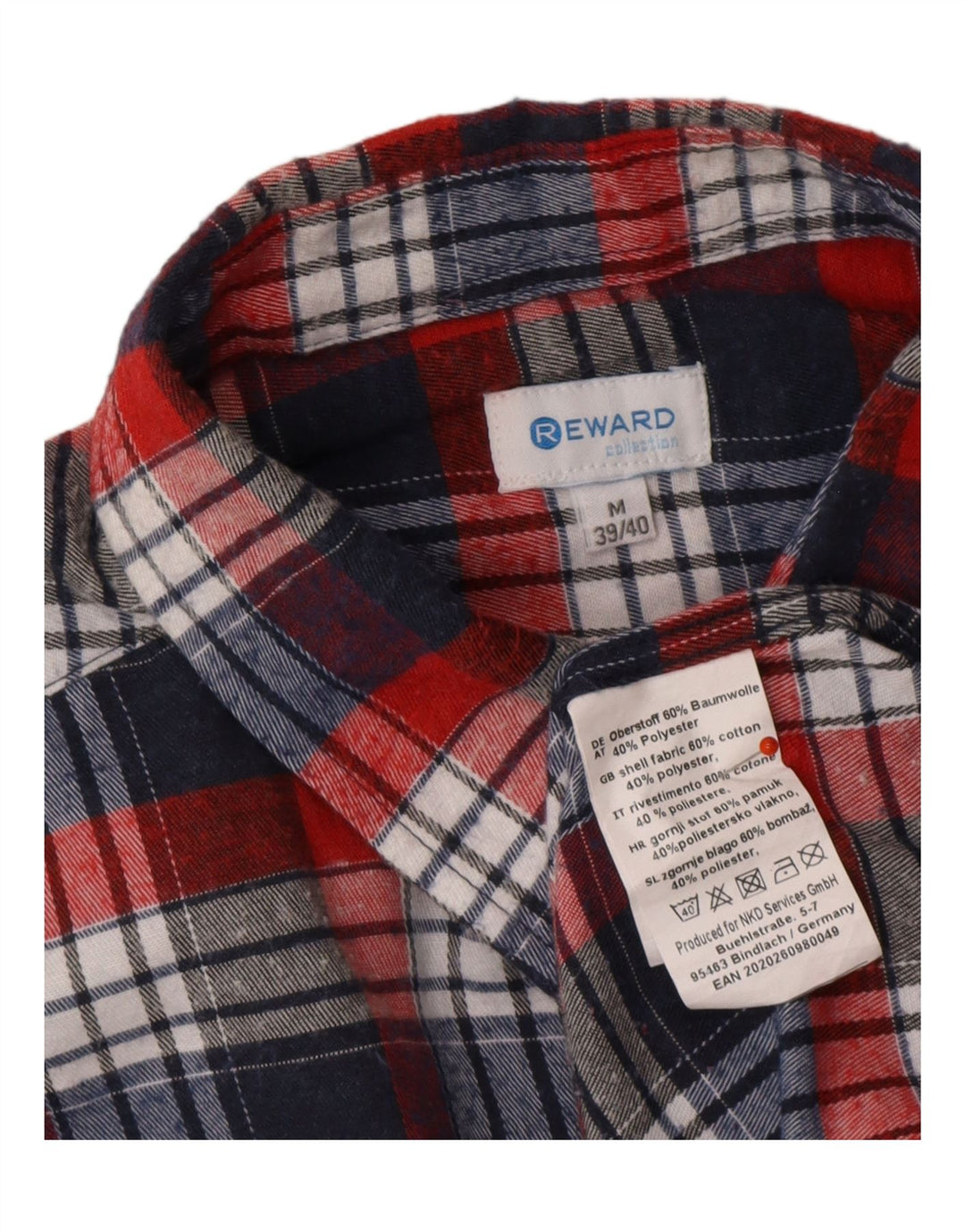 REWARD Camicia in flanella da uomo UK 39/40 Cotone a quadri rosso medio