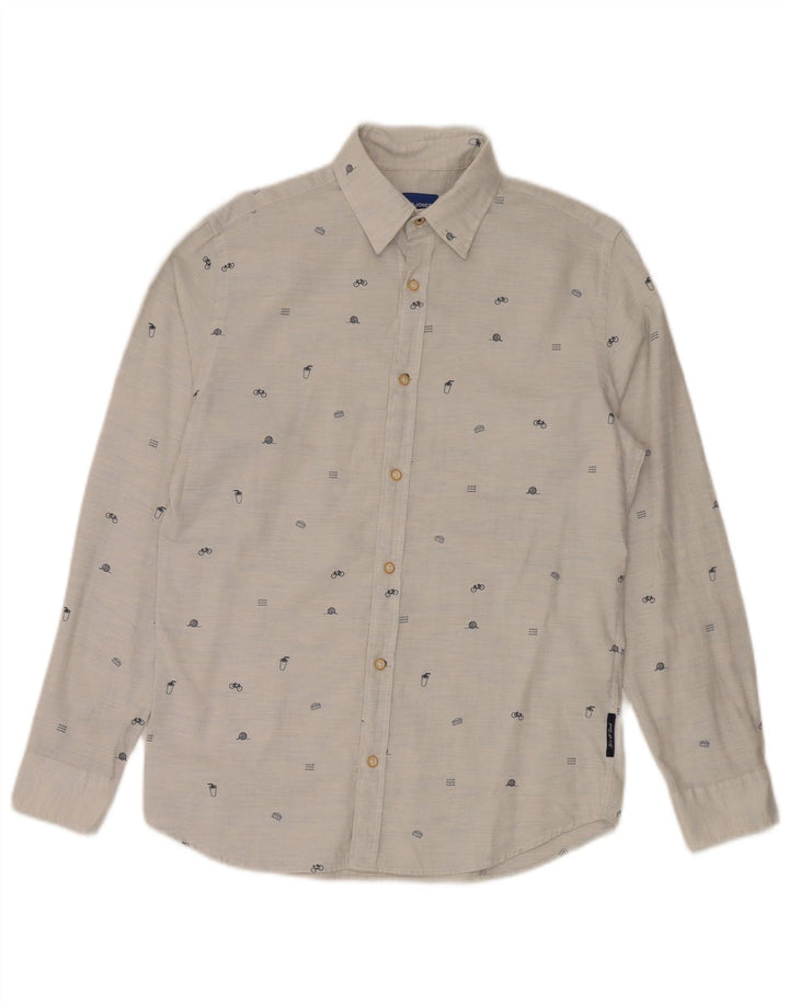 Camicia da uomo con motivo astratto Jack & Jones piccola in cotone grigio