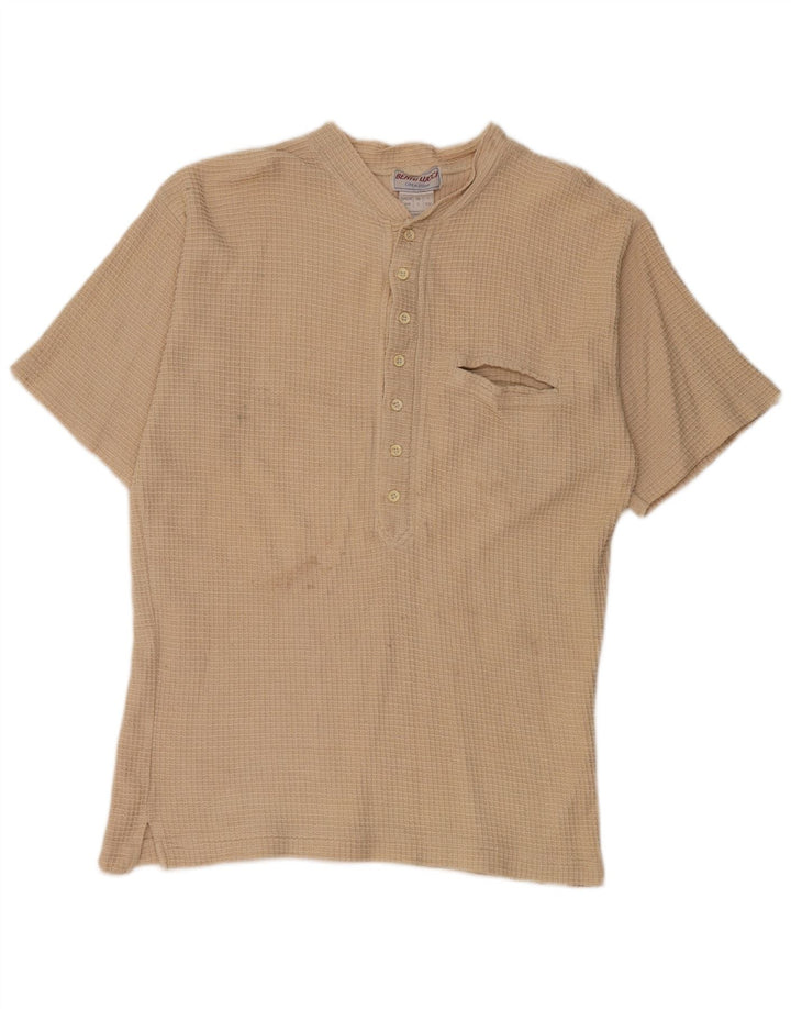 Berto Lucci T-shirt Uomo Top Small in Cotone Beige