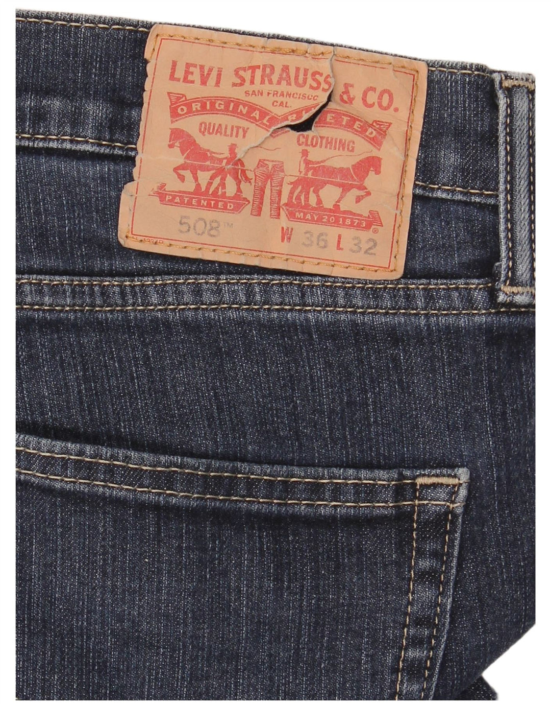 Levi's Uomo 508 Slim Jeans W36 L32 Blu Navy Cotone