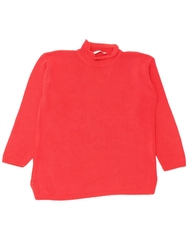 Maglione maglione a collo alto da donna Marks & Spencer UK 12 Cotone rosso medio