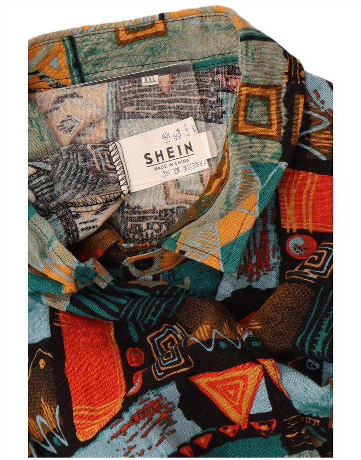 Camicia a maniche corte da uomo Shein 2XL multicolore geometrica