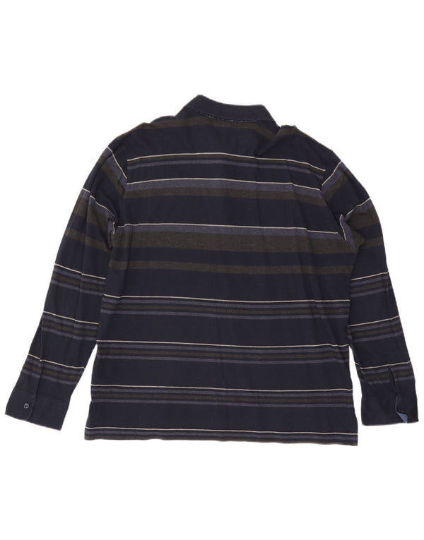 Polo da rugby da uomo a maniche lunghe Paul & Shark, a righe grandi blu navy